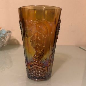 Antique Amber Harvest Carnival Glass Drinking Glas